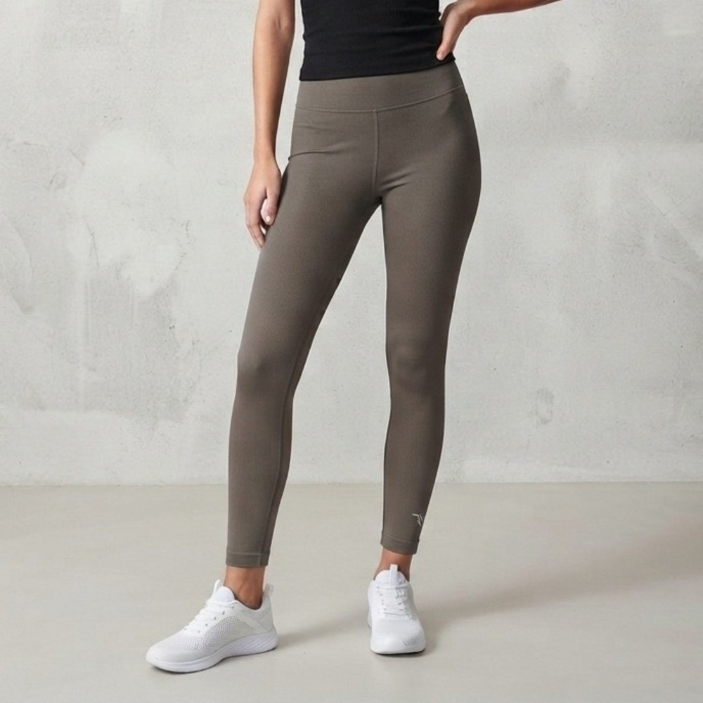 First Health Seamless Leggings Womens S Olive Green Excellent High Rise Ribbed